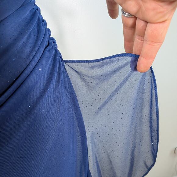 Vintage Betsy Adam Prom Dress Maxi Gown 10 Blue Ombre Y2K Ruffle Fairy 90S Glam - Picture 9 of 16